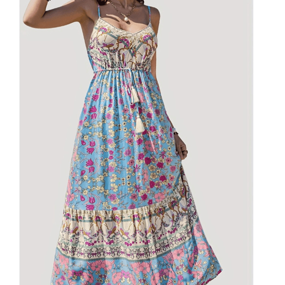 NEW ! Boho Birds n Floral Maxi Dress